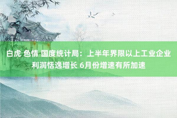 白虎 色情 国度统计局：上半年界限以上工业企业利润恬逸增长 6月份增速有所加速