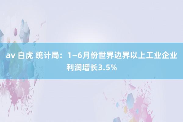 av 白虎 统计局：1—6月份世界边界以上工业企业利润增长3.5%