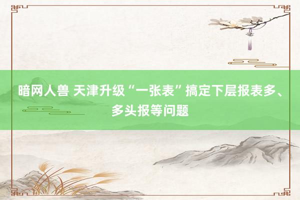 暗网人兽 天津升级“一张表”搞定下层报表多、多头报等问题